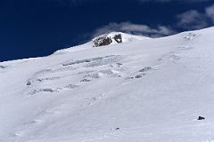 07A Mount Elbrus Main West Summit With Huge Crevasses Below Climbing Pastukhov Rocks